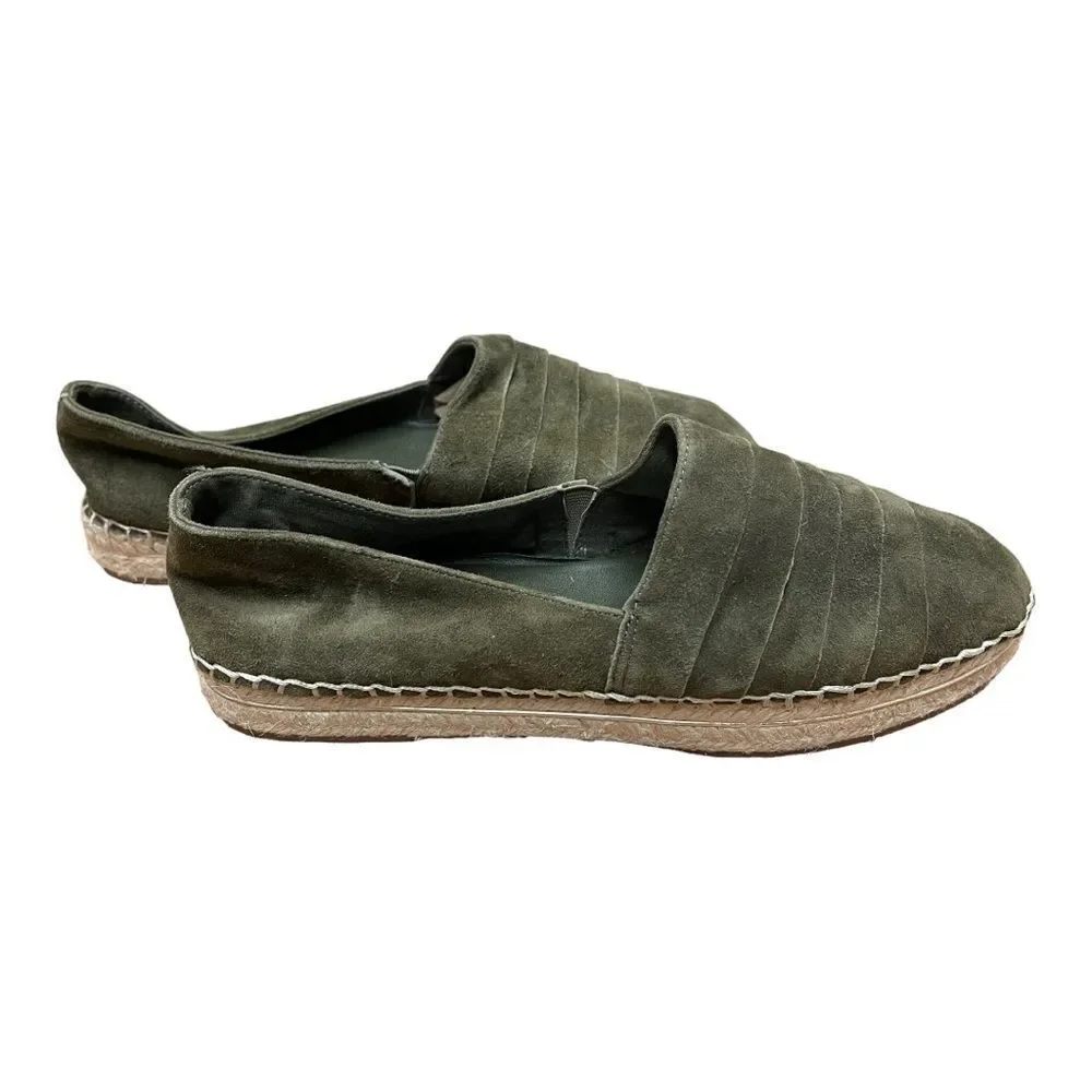 Aldo Espadrilles Flats Green Suede Leather Round Toe Slip On Size 8 EUC Coastal